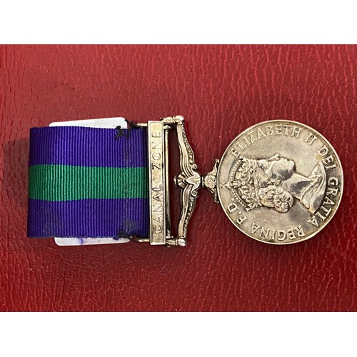 63 - A British General Service Medal (1918-1962), with 'Canal Zone' clasp, awarded to AC1 J H Downey (270... 