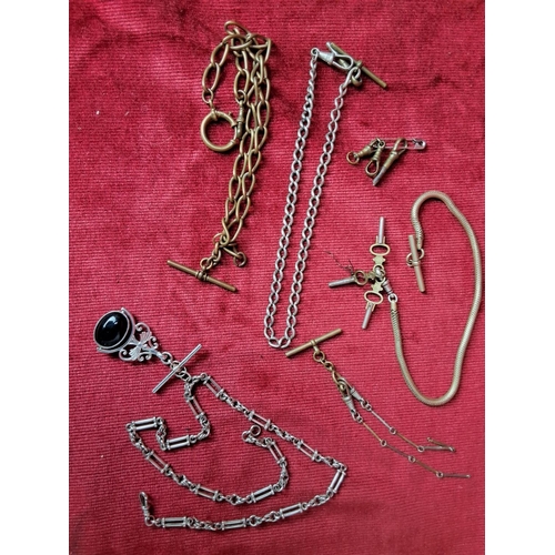 80 - A collection of pocket watch keys & chains.