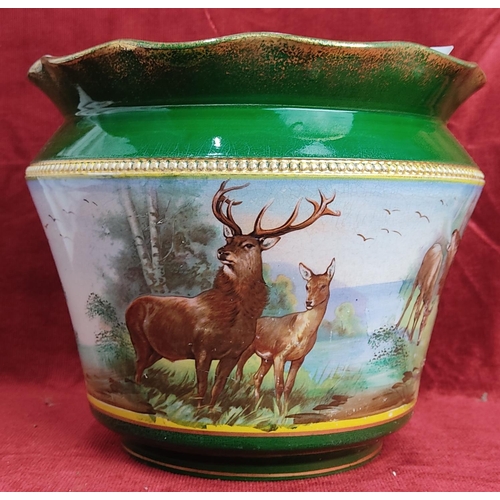 171 - A large antique planter, with decorative Stag scene.