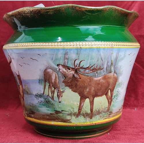 171 - A large antique planter, with decorative Stag scene.