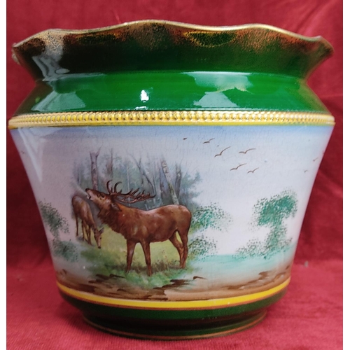 171 - A large antique planter, with decorative Stag scene.