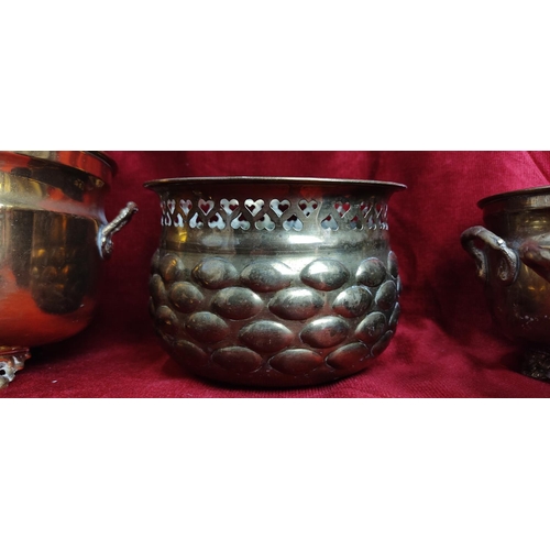 116 - A collection of 6 antique/ vintage brass planters.