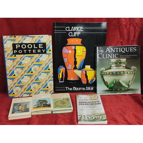 142 - A collection of antique reference books, to include Clarice Cliff, Poole Pottery & more.