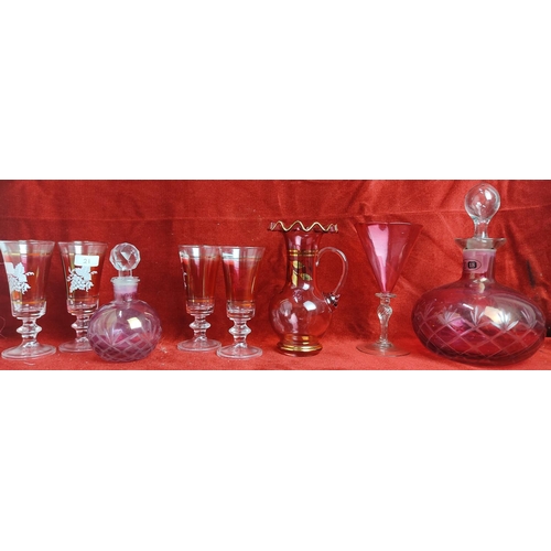 170 - A collection of vintage & antique Ruby & Cranberry glassware, to include stunning antique wine glass... 