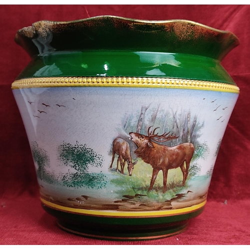 171 - A large antique planter, with decorative Stag scene.