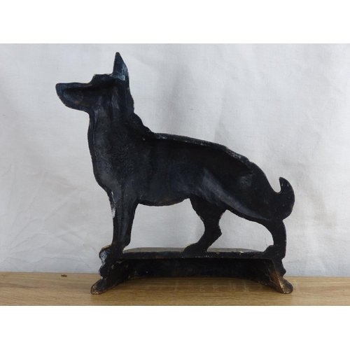 223 - A cast iron German Shepherd dog doorstop.