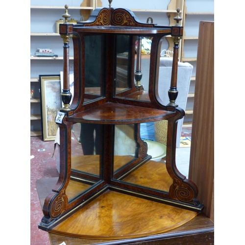 266 - A stunning antique/ Edwardian wall mounted corner display unit, with mirrored back panels.