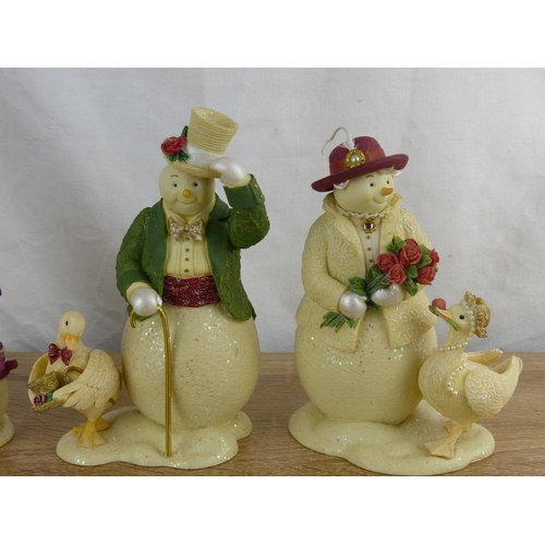 282 - A collection of 3 'Winter Promenade' Snowmen figures. Tallest measuring approx 14cm.