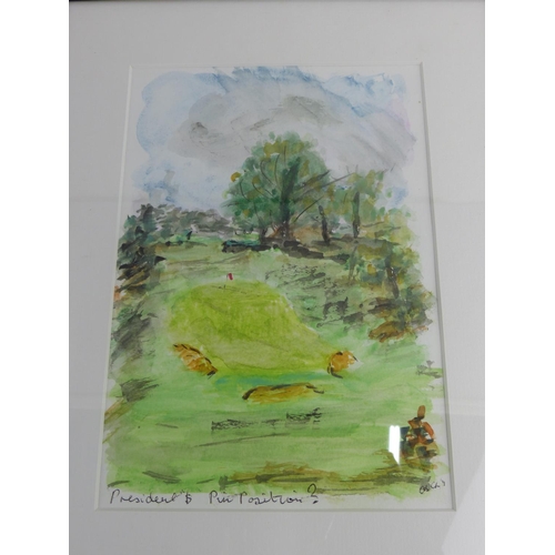 296 - Two watercolours of Golfing scenes, signed and dated by the artist.