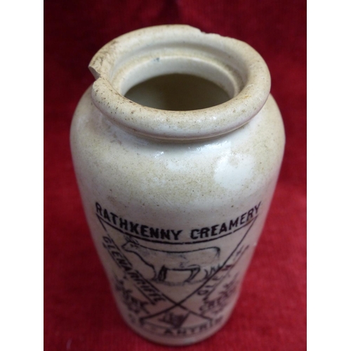 415 - A rare Rathkenny Creamery stoneware jar (a/f).