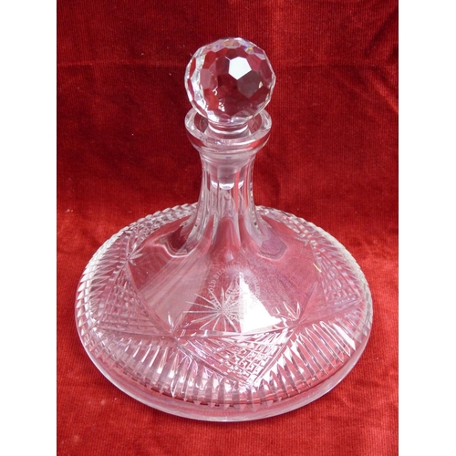 432 - A rare stunning Tyrone Crystal ships decanter with etched detail 'The Old Bushmills Distillery Co Lt... 