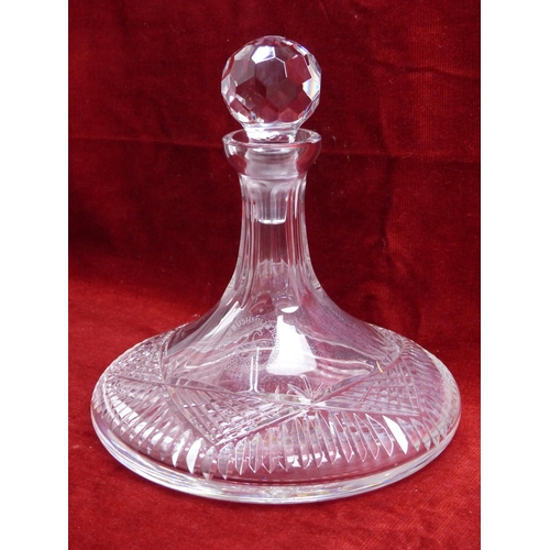 432 - A rare stunning Tyrone Crystal ships decanter with etched detail 'The Old Bushmills Distillery Co Lt... 