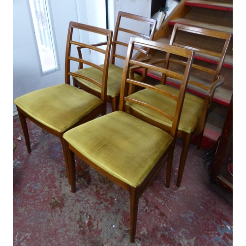 436 - A set of four vintage dining room chairs with inlay detail to frame.