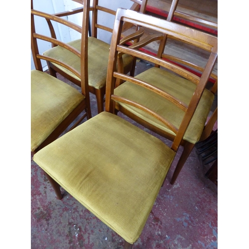 436 - A set of four vintage dining room chairs with inlay detail to frame.