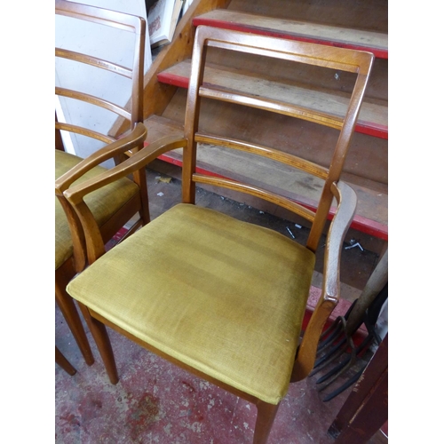 436 - A set of four vintage dining room chairs with inlay detail to frame.