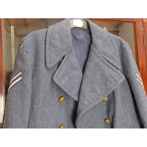 449 - British Military RAF Overcoat made of wool, double-breasted with brass buttons featuring an eagle an... 