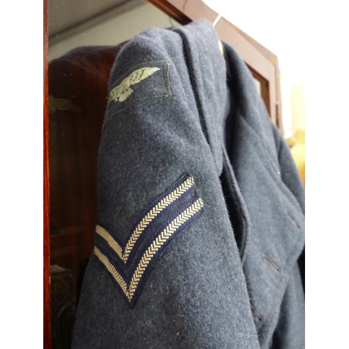 449 - British Military RAF Overcoat made of wool, double-breasted with brass buttons featuring an eagle an... 