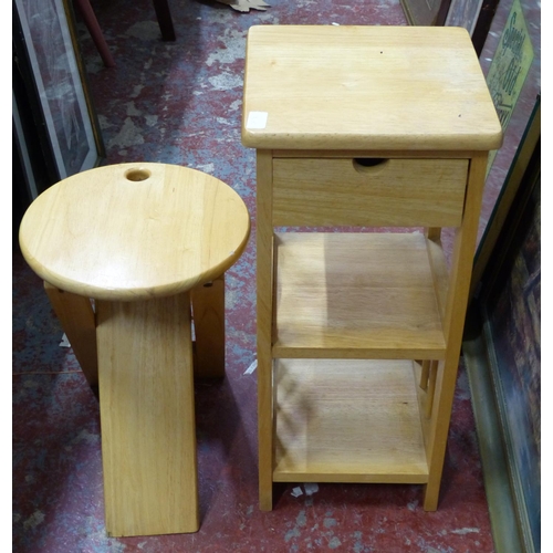 466 - A vintage Suzy stool by Adrian Reed & shelving unit with drawer.