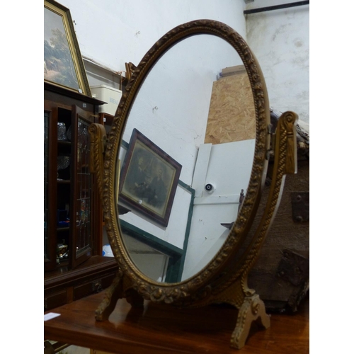 476 - A vintage wooden gilt dressing table mirror, measuring 48cm.