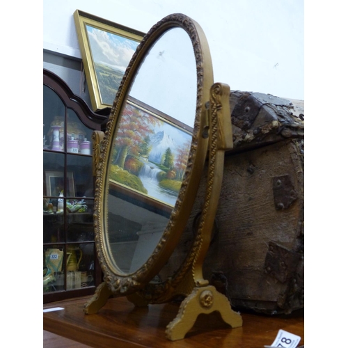 476 - A vintage wooden gilt dressing table mirror, measuring 48cm.