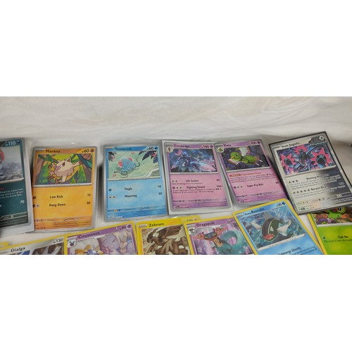 202 - A collection of rare holo / reverse holo Pokemon cards all in protective sleeves.