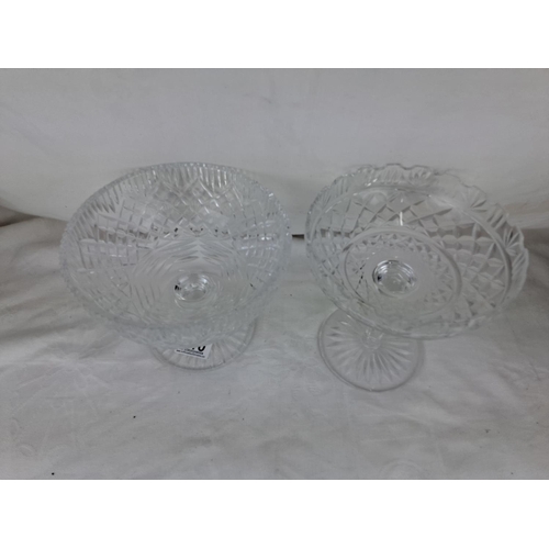 310 - Two Tyrone Crystal centrepiece footed comport bowls.