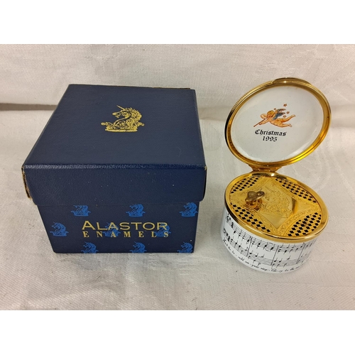 313 - A collection of Halcyon Days, Alastor and Bilston and Battersea enamel trinket boxes.