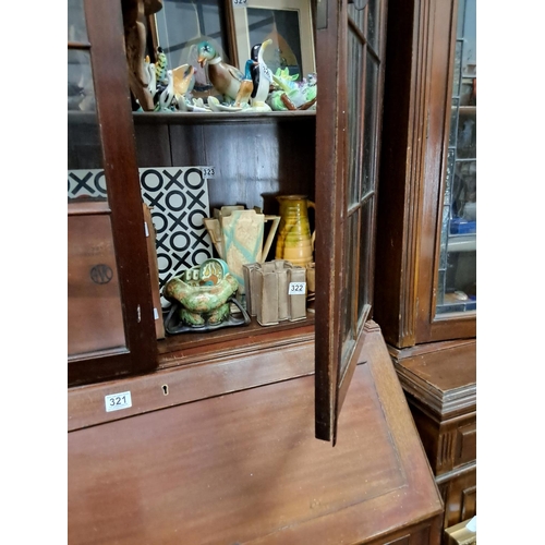 321 - An antique library bookcase / bureau. (In need of restoration).