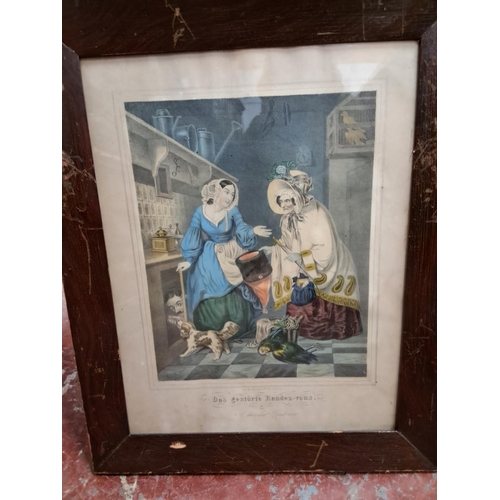 336 - A pair of antique framed prints. Measuring approx 52cm x 42cm