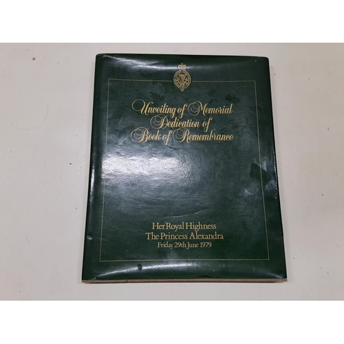 397 - A copy of Unveiling Memorial Dedication of Book of Remembrance, 1979 R.U.C book.