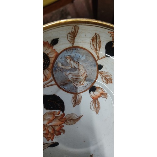 15 - A large Victorian cup & antique plate depicting the Greek myth of Pandora unleashing the evils onto ... 