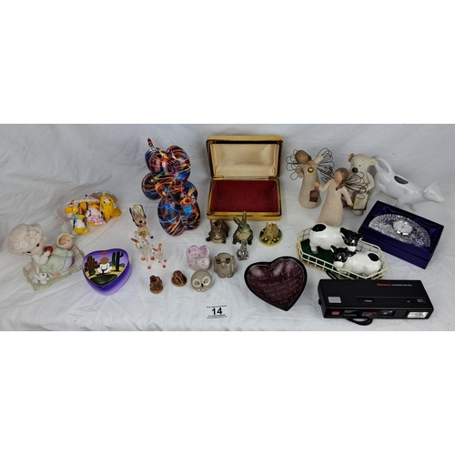 14 - An assortment of items to include, an Edinburgh crystal clock, Will tree ceramic figures and more.