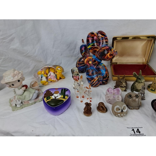 14 - An assortment of items to include, an Edinburgh crystal clock, Will tree ceramic figures and more.