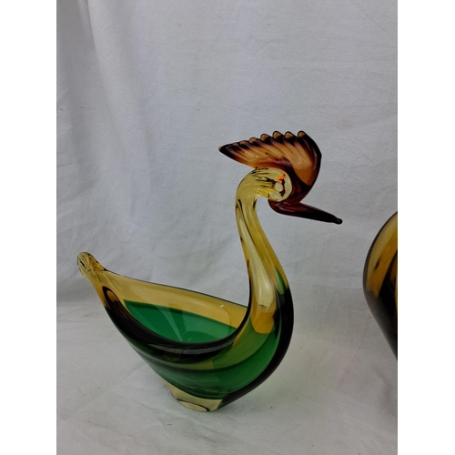 18 - Three Murano glass style birds.