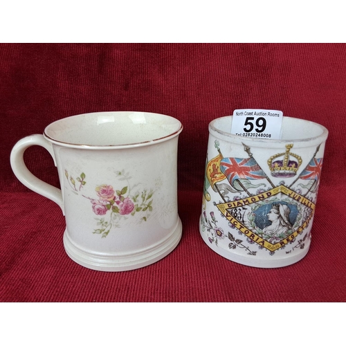 59 - Two 19th century tea cups celebrating the reign of Queen Victoria.