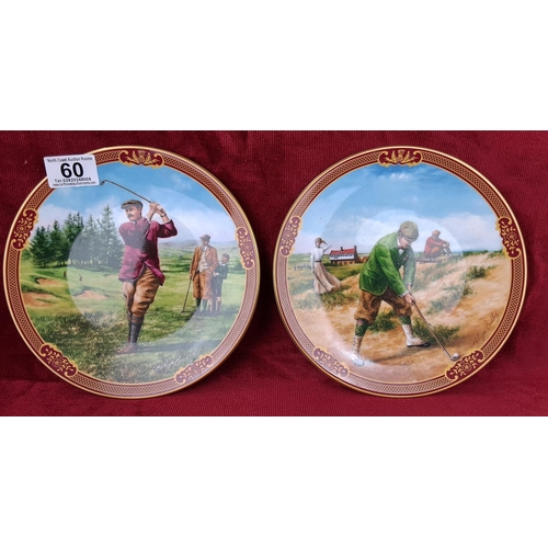 60 - Two Royal Worcester signed by Melvin Buckley cabinet plates from the Golfing collection, to include,... 