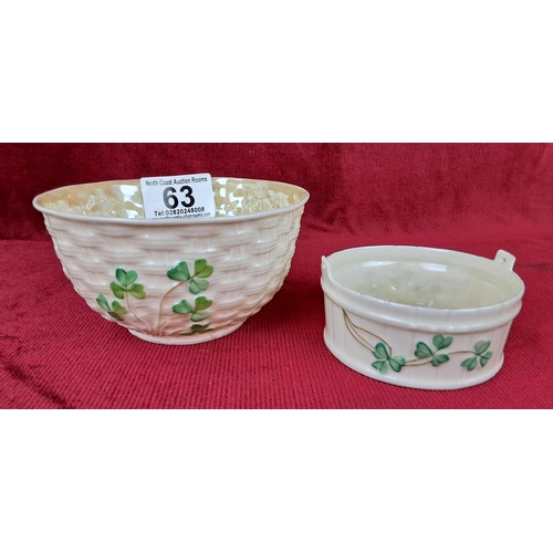 63 - A two antique pieces of Belleek with 3rd period black stamps.