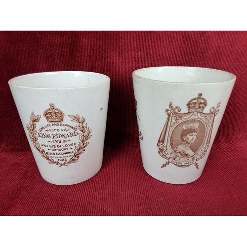 65 - Two antique Royal Doulton beakers to celebrate the Coronation of King George 1911 and King Edward 19... 