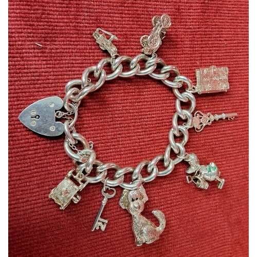 81 - A Sterling Silver charm bracelet. Weighing 72.5 grams.