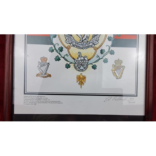 96 - A limited edition print 160/200 of the Insignia of the Royal Irish Regiment, signed by Christopher A... 