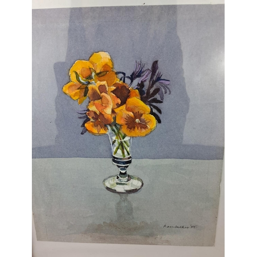 132 - A framed impressionist painting of flowers, signed and dated by artist. Measuring 38cm x 29cm