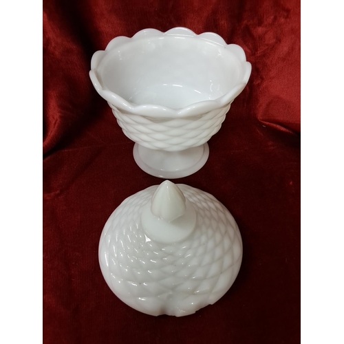 166 - A vintage milk glass pedestal compote candy dish.