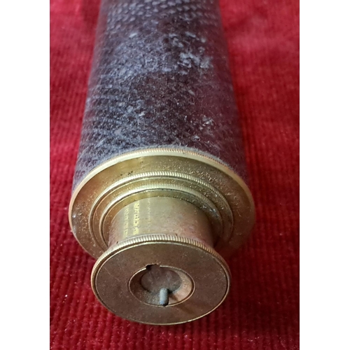 184 - An antique 3 drawer telescope, with no visible makers mark, in original card tube. Measures 51cm whe... 