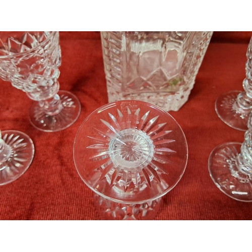 15 - A glass decanter and six Tudor crystal sherry glasses.