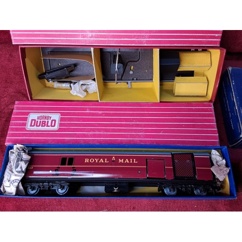 29 - Three vintage boxed Hornby Dublo  - 4401 TPO Mail Van, 2475 TPO Line Side Apparatus and 32035 Fish V... 