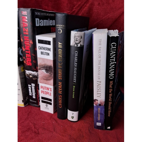 36 - A collection of Military & Political themed books to include Inside Interpol by Tom Tullett, Four Sh... 