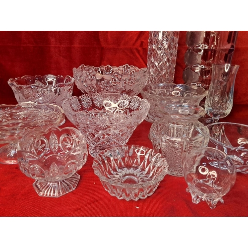 38 - A collection of vintage pressed glassware & crystal.