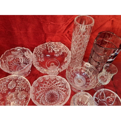 38 - A collection of vintage pressed glassware & crystal.