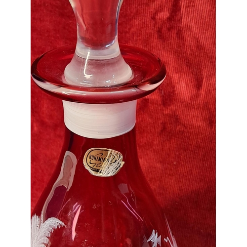 60 - A stunning Mary Gregory Bohemian glass decanter and bell.