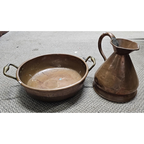 23 - A stunning antique copper jug & basin.